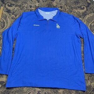 Los Angeles Dodgers COLUMBIA 1/4 Zip Lightweight Sweater Mens Size 3XLT Blue